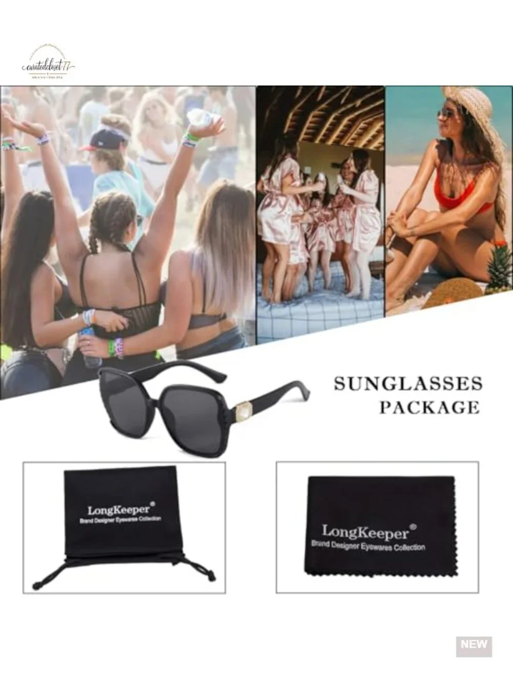 Oversized Square Sunglasses for Women Retro 70s Crystal Side UV400 Party